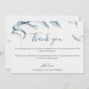 Tarjeta De Agradecimiento Elegante acuarela azul romántico boda simple