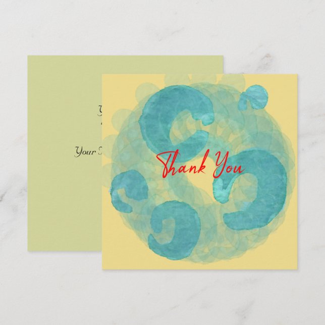 Tarjeta De Agradecimiento Elegante acuarela azul y beige Resumen de arte (Anverso / Reverso)