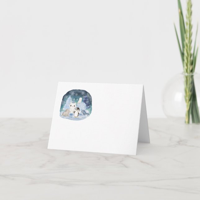 Tarjeta De Agradecimiento Elegante acuarela Bodega de animales del Ártico de (Anverso)