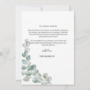Tarjeta De Agradecimiento Elegante Acuarela Botánica de Verdor