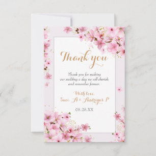 Tarjeta De Agradecimiento Elegante acuarela Cerezo Blossom Primavera Boda