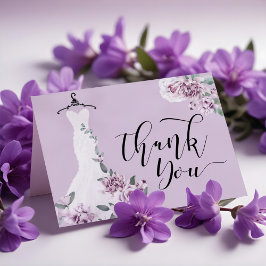 Tarjeta De Agradecimiento Elegante acuarela color morado Boda floral