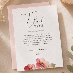 Tarjeta De Agradecimiento Elegante acuarela coral floral boda
