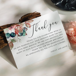 Tarjeta De Agradecimiento Elegante acuarela de bosque otoño boda floral