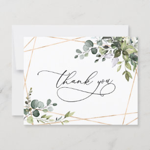 Tarjeta De Agradecimiento Elegante acuarela Eucalyptus Greenery Gold