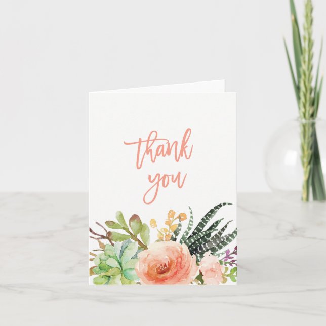 Tarjeta De Agradecimiento Elegante acuarela exitosa | Boda Gracias (Anverso)