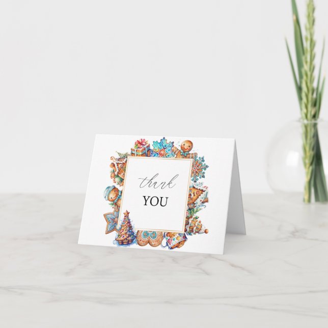 Tarjeta De Agradecimiento Elegante acuarela Feliz Navidad Baby Shower Than (Anverso)