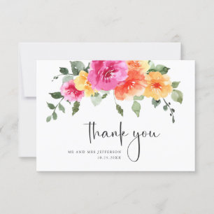 Tarjeta De Agradecimiento Elegante acuarela Flor brillante Boda floral