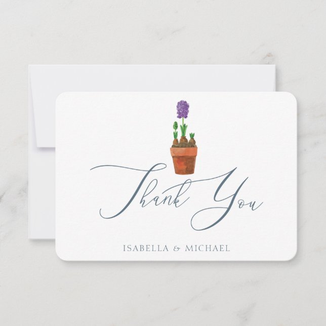 Tarjeta De Agradecimiento Elegante acuarela Floral Boda Gracias (Anverso)