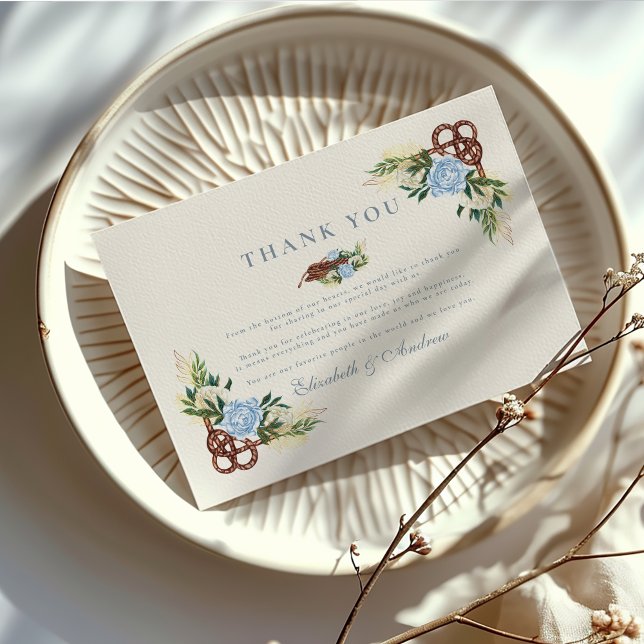 Tarjeta De Agradecimiento Elegante acuarela Floral Boda Náutico (Subido por el creador)