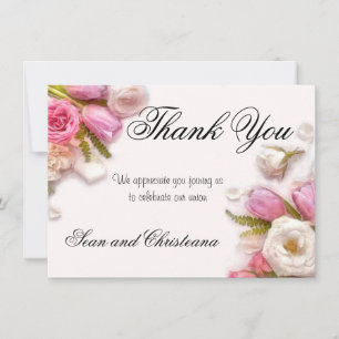 Tarjeta De Agradecimiento Elegante acuarela floral de primavera rosa y blanc