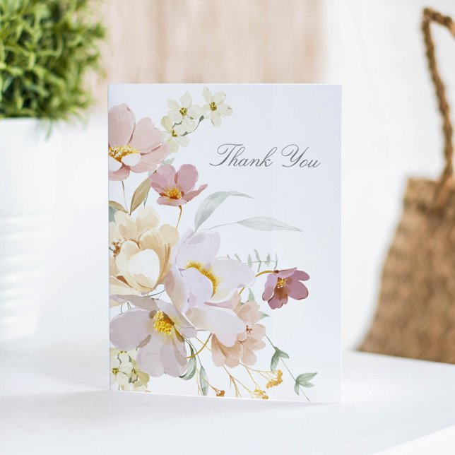 Tarjeta De Agradecimiento Elegante Acuarela Floral Memorial doblado (Subido por el creador)