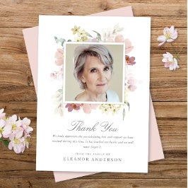 Tarjeta De Agradecimiento Elegante acuarela Floral Memorial Foto