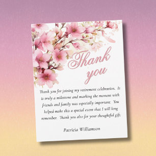 Tarjeta De Agradecimiento Elegante Acuarela Floral Rosa Presupuesto Jubilaci