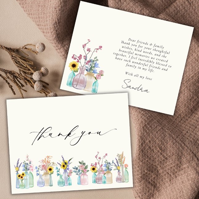 Tarjeta De Agradecimiento Elegante acuarela Florals cumpleaños Gracias (Subido por el creador)