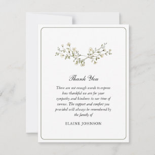 Tarjeta De Agradecimiento Elegante acuarela Flores Blancas Foto Funeral