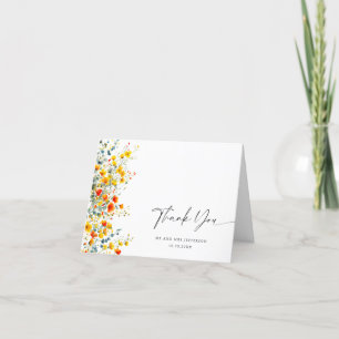 Tarjeta De Agradecimiento Elegante acuarela Flores salvajes Boda botánico