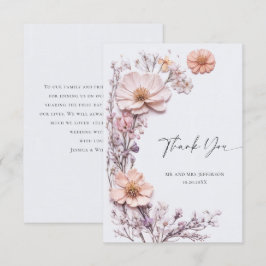 Tarjeta De Agradecimiento Elegante acuarela Flores salvajes Boda floral