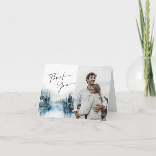 Tarjeta De Agradecimiento Elegante acuarela Foggy Bosque Boda foto