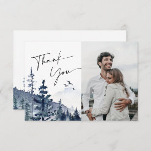 Tarjeta De Agradecimiento Elegante acuarela Foggy Bosque Boda foto