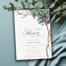 Elegante acuarela Grapevine Bridal Shower Invite