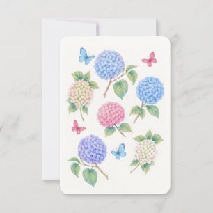 Tarjeta De Agradecimiento Elegante acuarela Hydrangea & Butterfly Card
