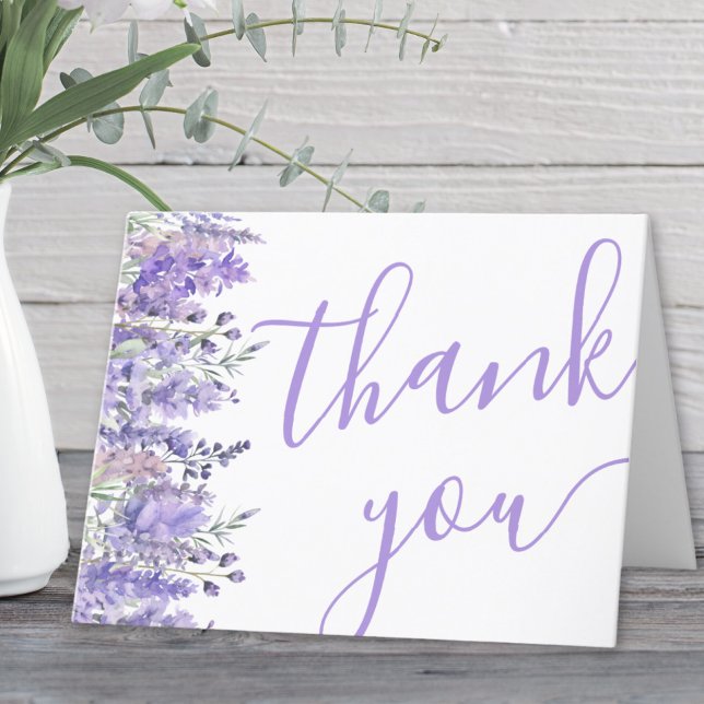 Tarjeta De Agradecimiento Elegante acuarela Lavanda Floral Bridal Ducha (Elegant Watercolor Lavender Floral Bridal Shower Thank You Card)