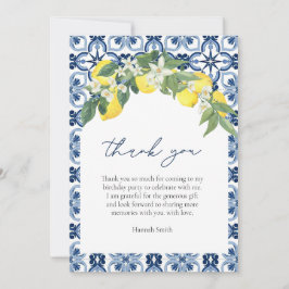 Tarjeta De Agradecimiento Elegante acuarela Lemon Positano