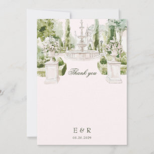 Tarjeta De Agradecimiento Elegante acuarela Manor Garden Wedding