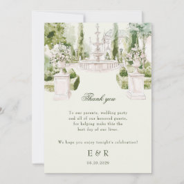 Tarjeta De Agradecimiento Elegante acuarela Manor Garden Wedding