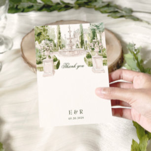 Tarjeta De Agradecimiento Elegante acuarela Manor Garden Wedding