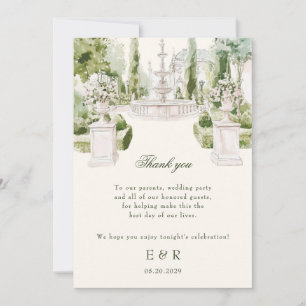 Tarjeta De Agradecimiento Elegante acuarela Manor Garden Wedding