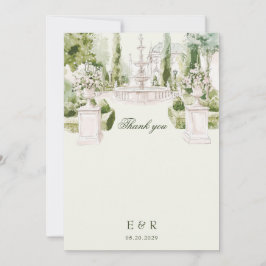 Tarjeta De Agradecimiento Elegante acuarela Manor Garden Wedding