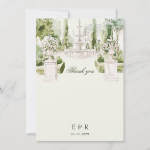 Tarjeta De Agradecimiento Elegante acuarela Manor Garden Wedding