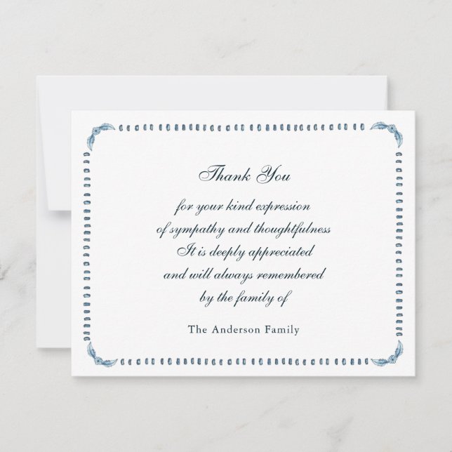 Tarjeta De Agradecimiento Elegante acuarela Marco azul y blanco (Anverso)