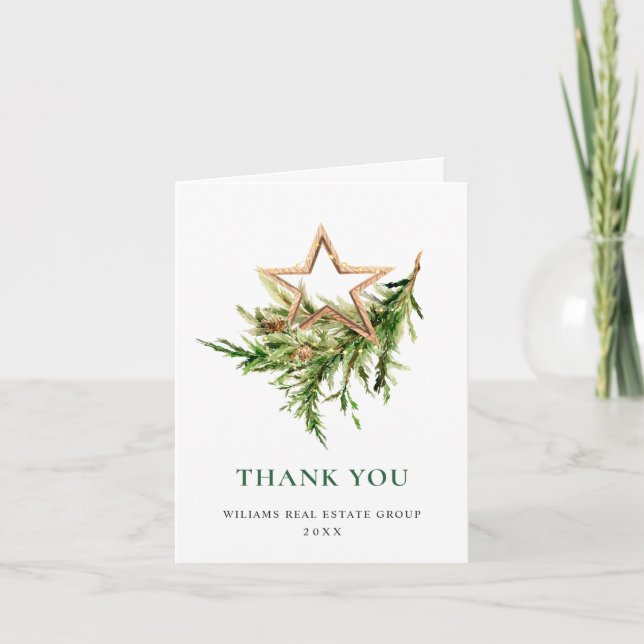 Tarjeta De Agradecimiento Elegante acuarela Navidad Ornamento Corporativo (Anverso)