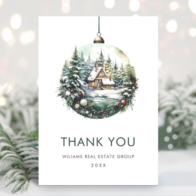 Tarjeta De Agradecimiento Elegante acuarela Navidad Ornamento festividad (Subido por el creador)