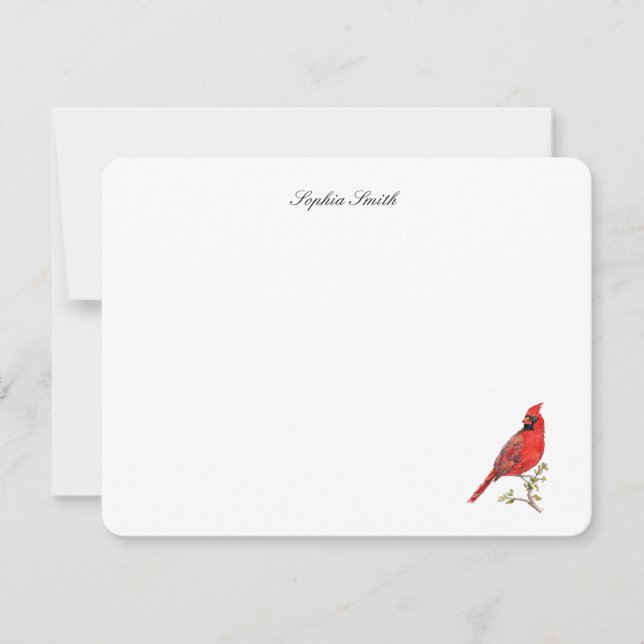 Tarjeta De Agradecimiento Elegante acuarela Red Cardinal (Anverso)