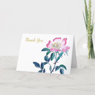 Tarjeta De Agradecimiento Elegante acuarela Rosa salvaje Flor Gracias