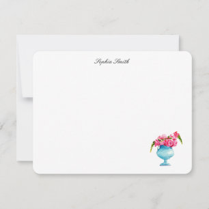 Tarjeta De Agradecimiento Elegante acuarela Rosas Rosadas Floral Plano