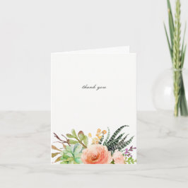 Tarjeta De Agradecimiento Elegante Acuarela Suculento Boda Gracias