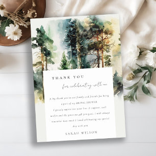 Tarjeta De Agradecimiento Elegante acuarela Woodland Forest Bridal Shower