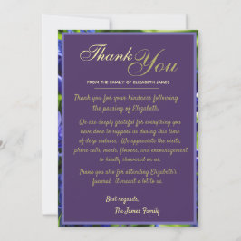 Tarjeta De Agradecimiento Elegante Agapanthus Purple Flores Bereavement