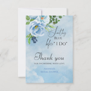 Tarjeta De Agradecimiento Elegante Algo Azul Floral Despedida de Soltera