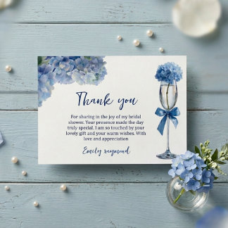 Tarjeta De Agradecimiento Elegante algo azul Hydrangea Floral Bridal 