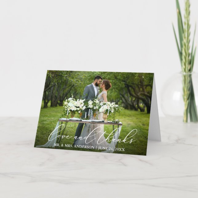 Tarjeta De Agradecimiento Elegante Amor Hermoso Gracias Calligrafía Fold (Anverso)