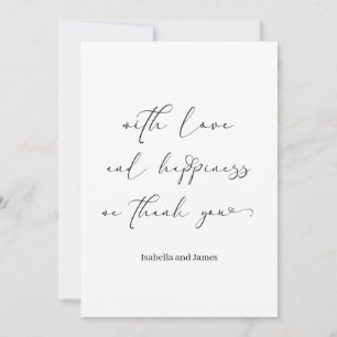 Tarjeta De Agradecimiento Elegante amor y felicidad Boda romántica