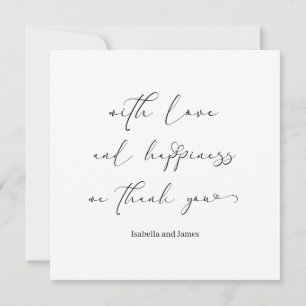 Tarjeta De Agradecimiento Elegante Amor y Felicidad Boda Romántica
