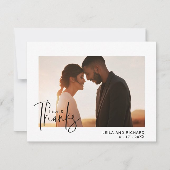 Tarjeta De Agradecimiento Elegante amor y gracias Boda foto (Anverso)