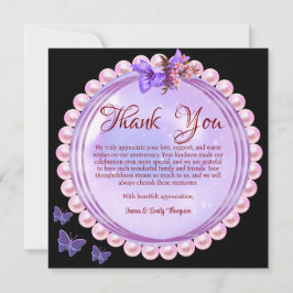 Tarjeta De Agradecimiento Elegante aniversario de Boda de Perla Rosa y Lilac